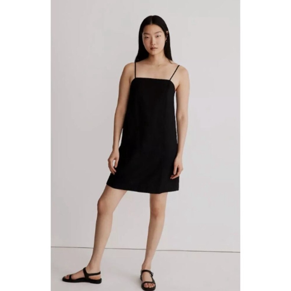 Madewell mini Goldie black dress linen